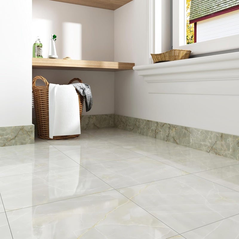 Wallercity Marble Green Wallpaper Borders for Mirror Frame Border Contact Paper for Bathroom Green Marble Frame Stickers for Wall Decor Vinyl Waterproof Peel and Stick Wallpaper Border 3.94''x197'' - Image 2